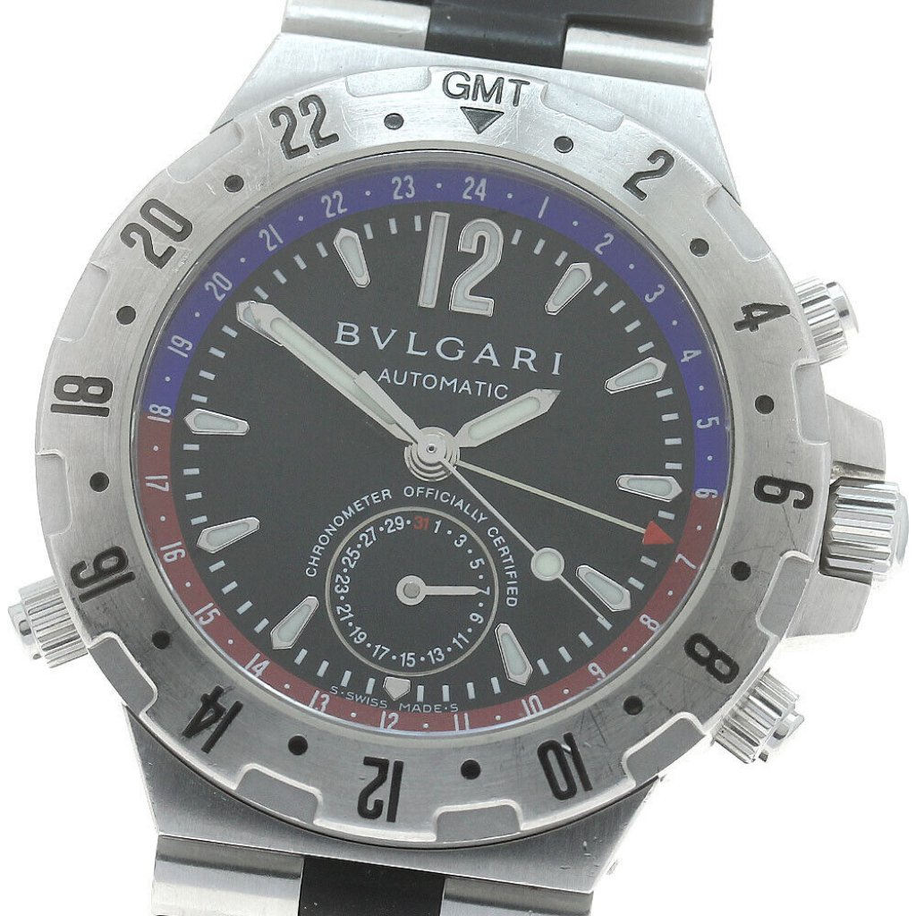 Bvlgari Diagono Gmt40s Gmt Date Black Dial Automatic Mens Watch874087